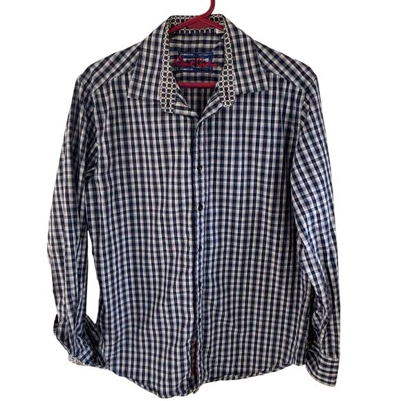 Robert Graham Men's M Checkered Plaid Button Up Contrasting Cuffs Casual - Picture 1 of 10